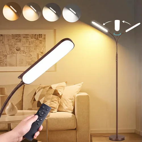 Vista 15 de marctronic Lámpara de pie LED gris, 18W 1800LM Lámparas de pie brillantes con control remoto y funciona con enchufe inteligente, luz de lectura Gris