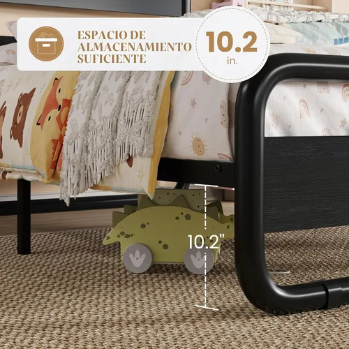 Vista 5 de SHA CERLIN Marco de cama de metal tamaño individual con cabecera de madera