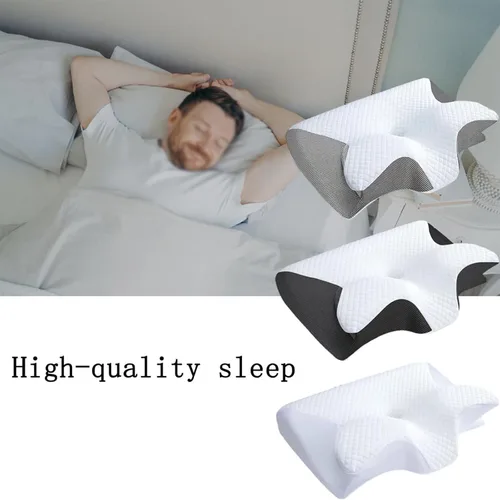 Vista 3 de Almohadas ergonómicas para el dolor de cuello y hombros, almohada de espuma viscoelástica, almohadas ortopédicas para dormir de lado, almohada Azul