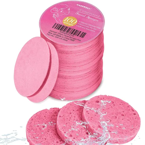 Vista 9 de GAINWELL Bride to Be Gifts - Esponja facial comprimida de 50 unidades, limpieza facial diaria y exfoliante, esponjas cosméticas de spa 100% Rosa