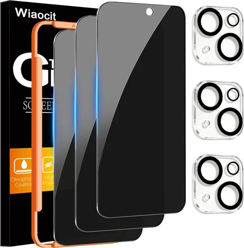 Vista 21 de Wiaocit 3 Pack Tempered Glass Screen Protector for iPhone 13 Pro with 3 Pack Camera Lens Protector, 9H Hardness, Bubble Free, Case Friendly