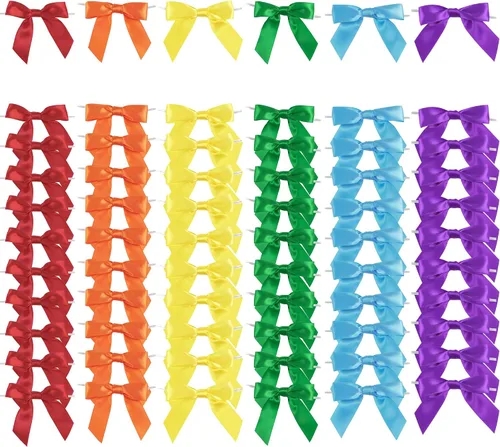 Vista 14 de AIMUDI Lazos de otoño de 5 colores, lazos de satén de color naranja quemado prefabricados de 3.5 pulgadas para Acción de Gracias, Halloween, boda