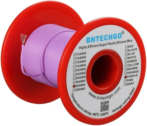 Vista 10 de BNTECHGO Carrete de alambre de silicona de calibre 28 rojo 250 pies Flexible 28 AWG alambre de cobre estañado trenzado