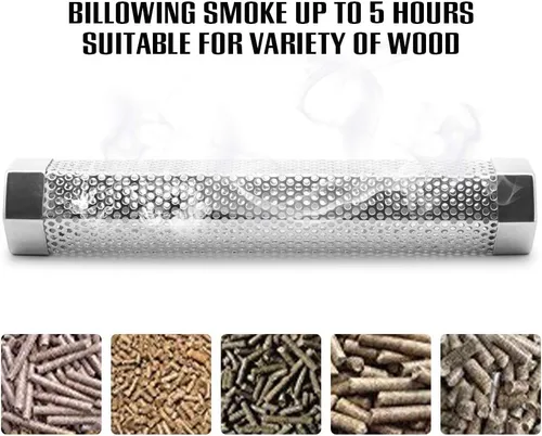 Vista 5 de BEWAVE Tubo de ahumador de pellets para todas las parrillas, carbón eléctrico a gas o ahumadores para fumadores en frío/calor, cepillo de tubo