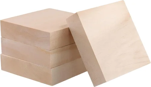 Vista 6 de 20 bloques de madera de tilo de 4 x 4 x 1 pulgadas, bloques de madera sin terminar, bloques cuadrados de tallado de madera para manualidades