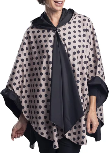 Vista 2 de RainCaper Capa de lluvia para mujer, chaqueta tipo poncho con capucha, reversible, hermosa, ultra suave