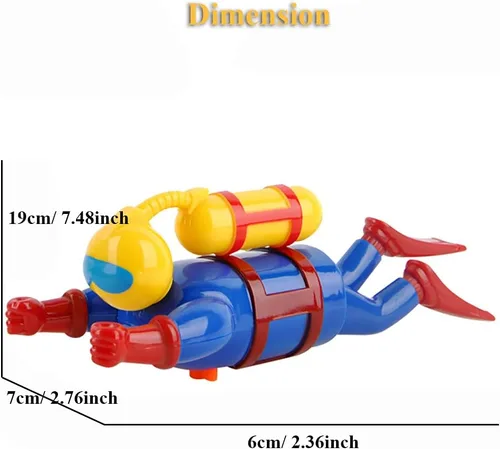 Vista 6 de Juguete de baño Wind-Up Diver para niños pequeños – Mecanismo de natación y buceo de Frogman, juguete de agua para bañera/piscina sin batería, sin