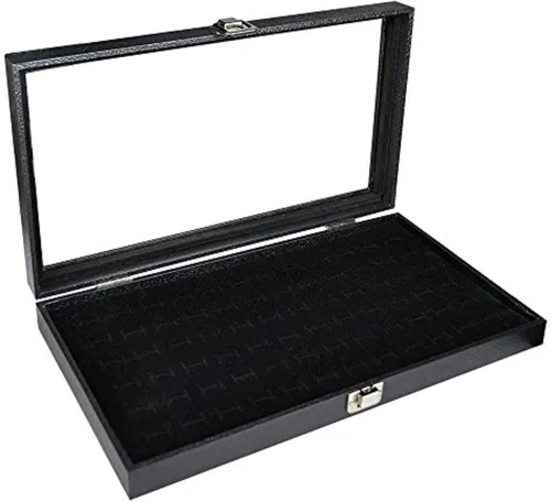 Vista 2 de Phuchema - Gemelos con parte superior de cristal, color negro, vitrina organizadora de almacenamiento (versión estándar)