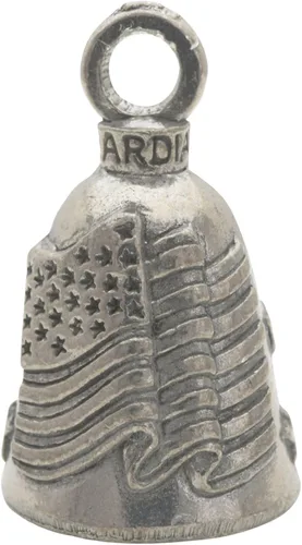 Vista 23 de Guardian Bell Campana patriótica de buena suerte con llavero y bolsa de regalo de terciopelo negro Campana de motocicleta Peltre sin plomo