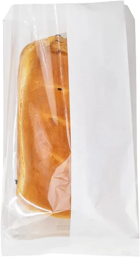 Vista 16 de Bag Tek Bolsa de pan rectangular de papel kraft pequeña - con ventana lateral - 4 3/4" x 2 3/4" x 8 1/2" - Caja de 100 unidades - Restaurantware