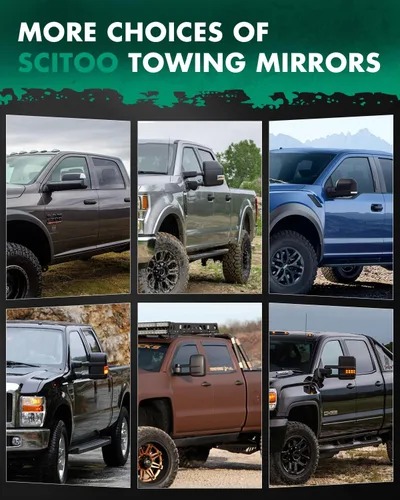 Vista 8 de SCITOO Espejos de remolque compatibles con Ford 1999-2007 para Ford para F250/F350/F450/F550 Super Duty Pickup Truck Luz de señal de giro calentada