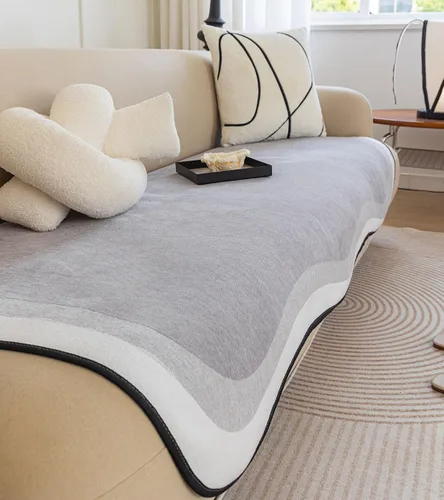 Vista 13 de vctops Funda de sofá de lujo en degradé, antideslizante, de felpilla, súper suave, protector de muebles, para sala de estar y dormitorio