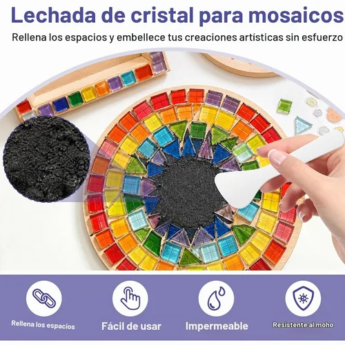 Vista 2 de Lechada de cristal de mosaico negro de 9oz para manualidades, lista