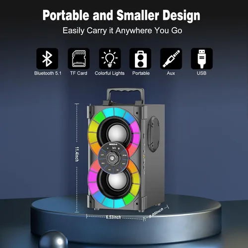 Vista 4 de Altavoces Bluetooth de 80 W, gran potente, inalámbrico, TWS, altavoz portátil para fiestas en casa al aire libre con luces LED, subwoofer, radio FM