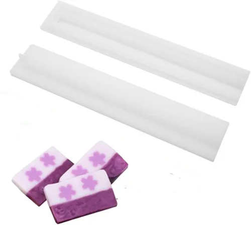 Vista 22 de Moldes de jabón para hacer jabón, paquete de 2 moldes de silicona para jabón, molde de jabón hecho a mano, rectangular, ovalado y formas de flores