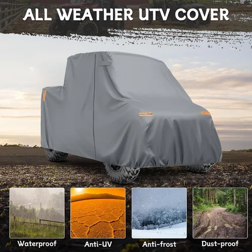 Vista 6 de Cubierta impermeable para UTV compatible con Polaris, cubierta para exterior de 6 capas con ventilaciones de aire, cremallera en la puerta