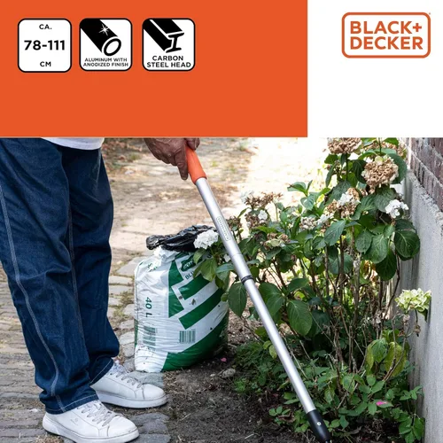 Vista 6 de Black+Decker Rastrillo telescópico 30.7-43.7 in mango de aluminio y cabeza de acero al carbono inoxidable