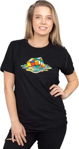Vista 4 de Rubik's Cube Melting Sheldon Cooper The Big Bang Theory - Camiseta negra