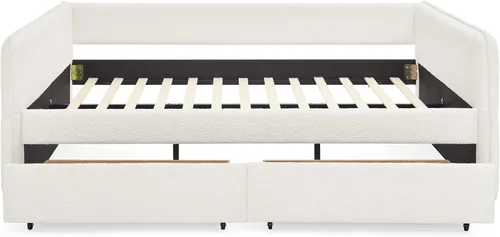 Vista 4 de Sofá cama tapizado tamaño Queen con cajones para adolescentes adultos