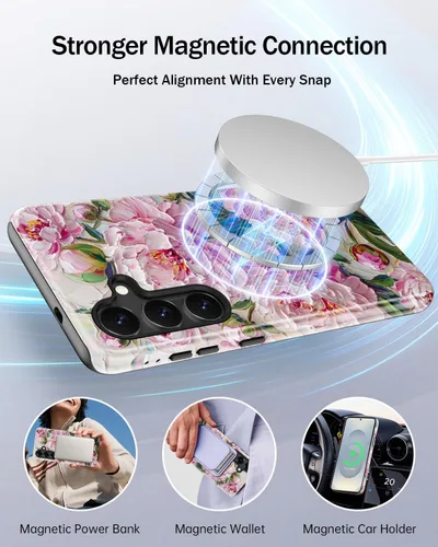 Vista 3 de DorisMax Funda para Samsung Galaxy S24 Plus, bonita funda floral estética