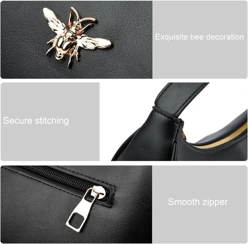 Vista 6 de BAIKELI Bolso de hombro en forma de media luna para mujeres, pequeño bolso al hombro clásico retro, de estilo embrague, bolso tipo hobo, bolso