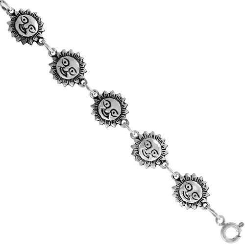 Vista 2 de Delicada pulsera de plata de ley para mujeres y niñas de 12 de ancho y 7.5 pulgadas de largo, Plata de ley