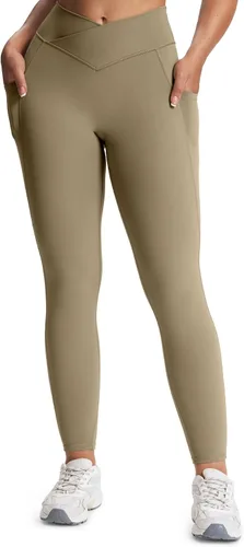 Vista 73 de Aoxjox Trinity - Pantalones de yoga de cintura alta con bolsillos para mujer, control de abdomen, cintura cruzada, leggings de entrenamiento suaves