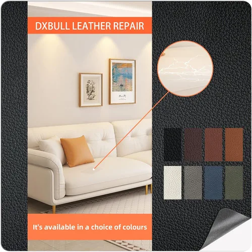 Vista 5 de DXBULL Parche de reparación de cuero grande de 17.3 x 78.7 pulgadas, cinta de reparación autoadhesiva para muebles, sofás, asientos de automóvil