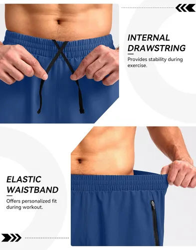 Vista 5 de Pudolla Pantalones cortos de correr para hombre, 5 pulgadas, ligeros, para gimnasio, entrenamiento, atlético, casual, con bolsillos con cremallera
