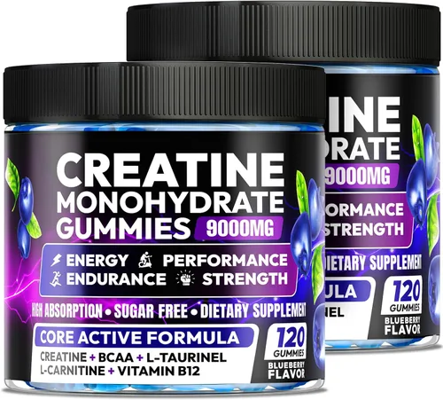 Vista 11 de AEQNJV Gomitas de Creatina Monohidrato Complejo para Hombres y Mujeres, 9000MG Suplemento de Creatina Pre-Entrenamiento Mejora la Fuerza Muscular