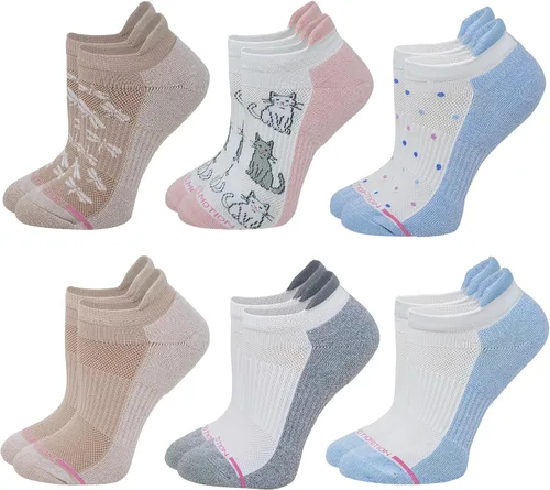 Vista 13 de Dr. Motion 6 pares de calcetines de compresión transpirables acolchados de corte bajo para mujer