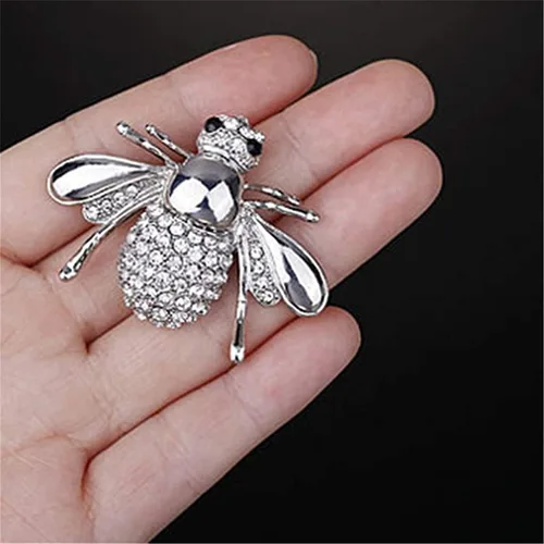Vista 2 de Broches de abeja con temática de insectos de cristal, broche de animal útil y profesional, Perla, sin piedra, sin perla