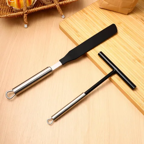 Vista 9 de DOITOOL Juego de espátula para tartas y panqueques, raspador de crema de acero inoxidable y mantequilla para hornear, glaseado, masa de crepé