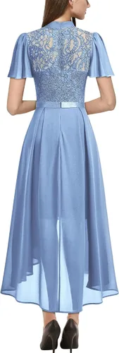 Vista 2 de Miusol Vestido largo de fiesta de dama de honor con diseño de encaje floral retro para mujer