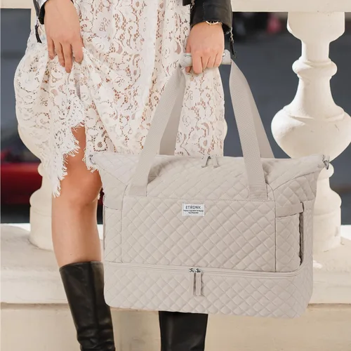 Vista 6 de Bolsos Weekender para mujer, Caqui, Bolsa de viaje