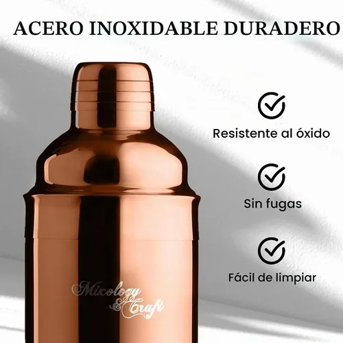 Vista 8 de Conjunto de accesorios para cócteles y bar con soporte de madera rústica