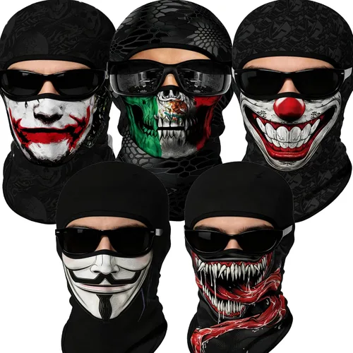 Vista 19 de Pasamontañas 3D, máscara de cara completa, resistente al viento, máscara de esquí con calavera táctica para motocicleta, ciclismo, Halloween 4
