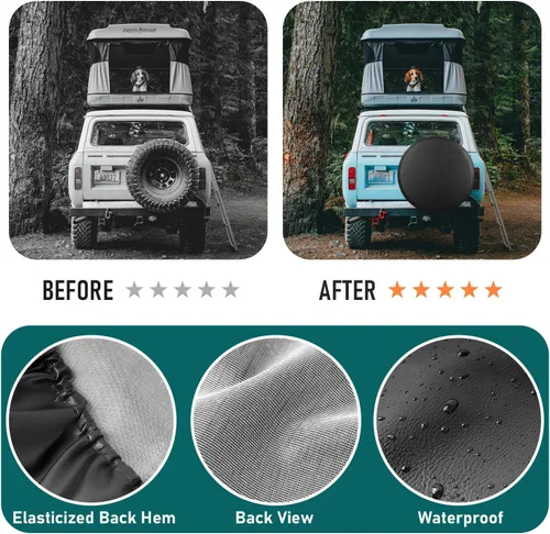 Vista 9 de Cubierta de neumático de repuesto de 28-29 pulgadas, ajuste universal para Jeep, SUV, RV, remolque, camión, impermeable, a prueba de polvo, cubierta