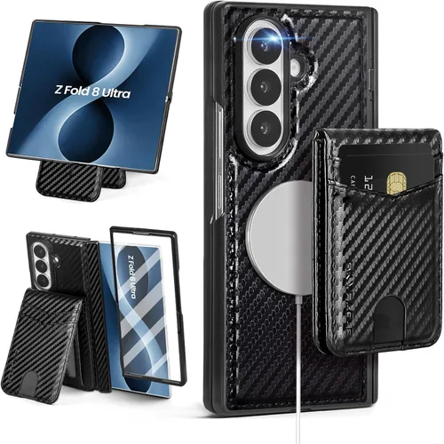 Vista 12 de SkyEagle Funda Cartera magnética desmontable compatible con Magsafe para Samsung Galaxy Z Fold 7 con tarjetero Protector de pantalla integrado