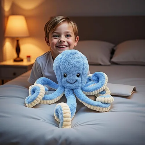 Vista 9 de My Super Star Animales de peluche de pulpo, juguetes de pulpo de peluche para niños, niñas, amigos, familia, regalo de cumpleaños y Navidad, Azul