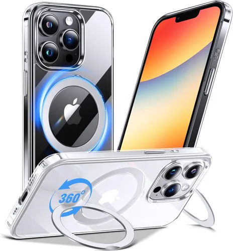 Vista 18 de Anqrp Funda transparente con función atril magnética con junta tórica para iPhone 12/12 Pro, compatible con Mag-Safe, de grado militar, reforzada