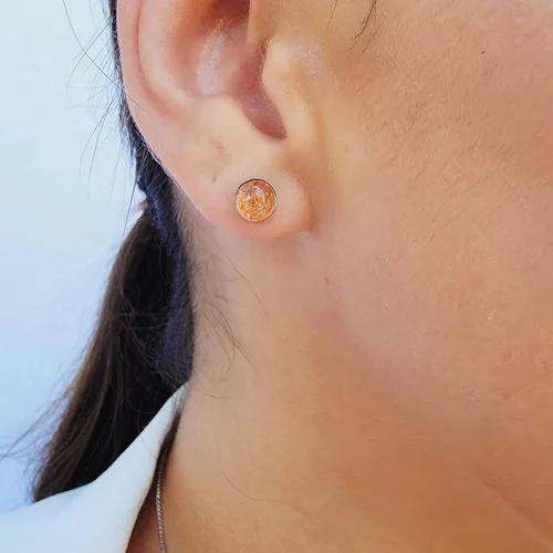 Vista 2 de Pendientes naturales de 0.236 in con chapado en oro blanco sobre plata de ley, bisel cabujón de piedras preciosas regalo de joyería para ella