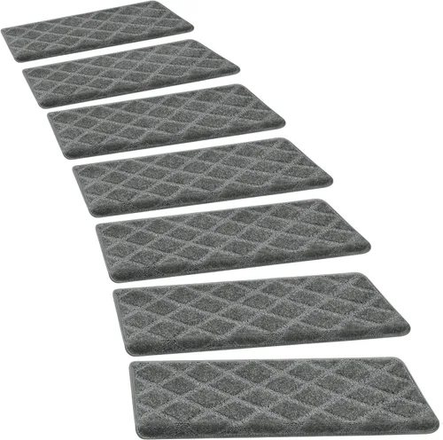 Vista 40 de PURE ERA Bullnose - Juego de peldaños de alfombra para escaleras sin cinta, antideslizantes, protectores de escaleras para interiores, alfombras
