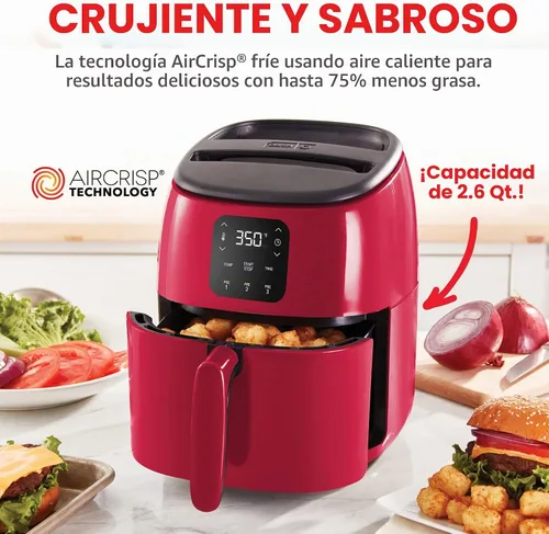 Vista 3 de Dash Tasti-Crisp - Freidora de aire digital, 2.6 cuartos de galón, color rojo