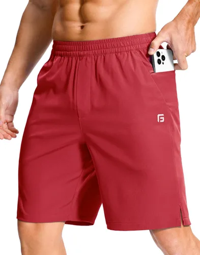 Vista 12 de GGJ Pantalones cortos deportivos ligeros para hombre con 2 bolsillos con cremallera de 7/5/9 pulgadas, pantalones cortos de tenis de secado rápido