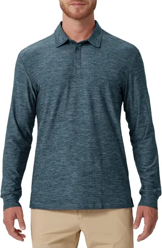 Vista 80 de NAVISKIN Camisas polo de manga larga para hombre, camisas de golf con cuello UPF 50 SPF para hombre, secado rápido, absorbe la humedad