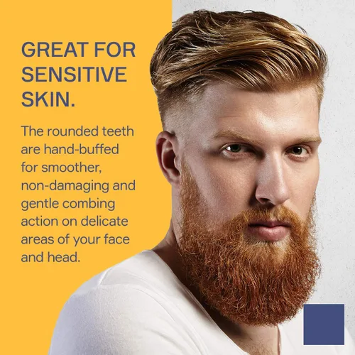 Vista 5 de Peine para el cabello para hombres de 7.1 pulgadas, dientes finos y gruesos para cabello, barba y bigote hecho a mano y corte de sierra