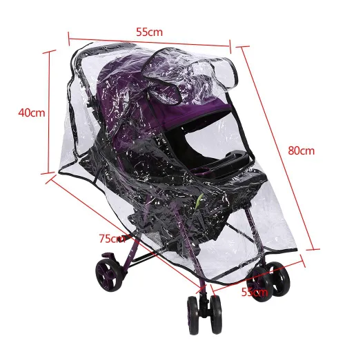 Vista 4 de Cubierta de lluvia para cochecito de bebé, PVC, universal, resistente al viento, transpirable Protección contra el polvo, para cochecitos