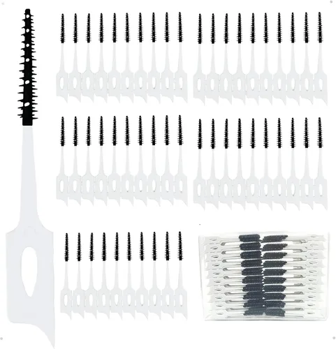 Vista 10 de 300 cepillos interdentales de doble uso de silicona suave, púas dentales desechables, púas de hilo dental de primera calidad para una limpieza