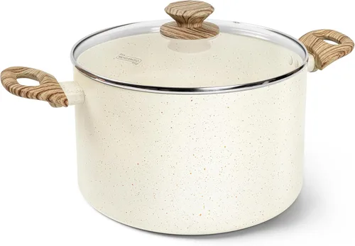 Vista 17 de MICHELANGELO Olla de sopa antiadherente de 4.3 cuartos de galón con tapa, revestimiento de granito no tóxico, compatible con inducción, olla Negro